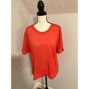 Free People We The Free Cassidy Oversized Orange Crew Neck T-Shirt - Size Small